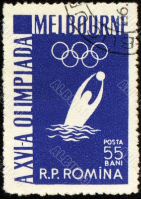 Water polo on post stamp