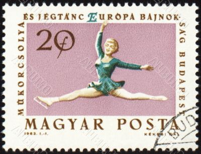 Figure skating on post stamp