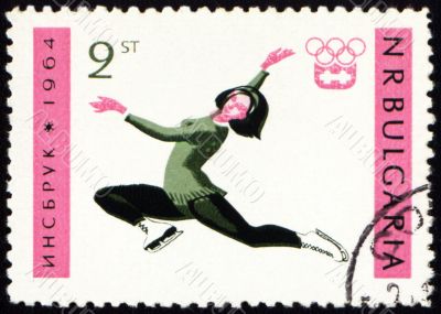 Figure skating on post stamp