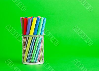 Socket with colorful felt pens