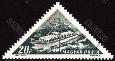 Passenger ship on post stamp
