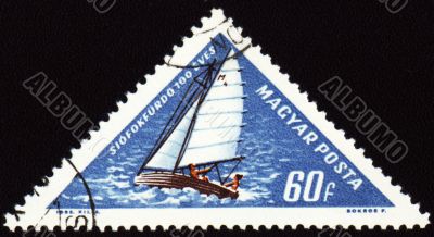 Yacht on post stamp