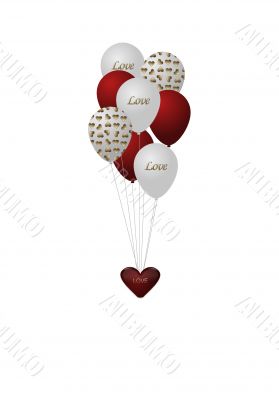 Red and White Balloons and Heart
