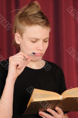 teenager with book