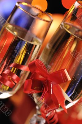 Wineglasses with a champagne