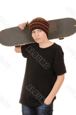 The teenager with a skateboard 