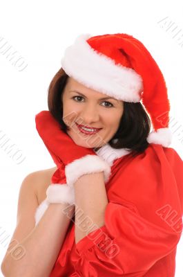 woman in hat santa