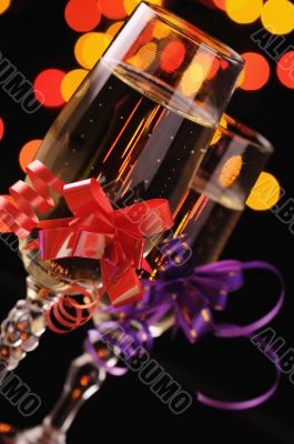 Wineglasses with a champagne