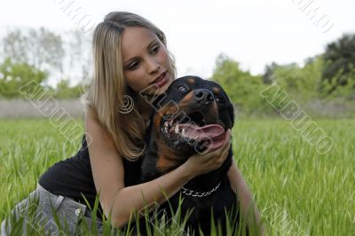 rottweiler and teenager