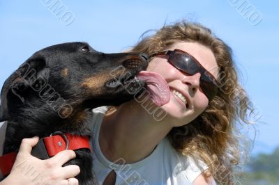 french shepherd and woman