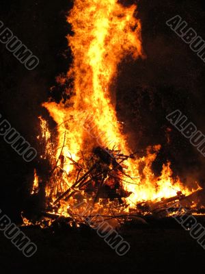 Bonfire with very large flames