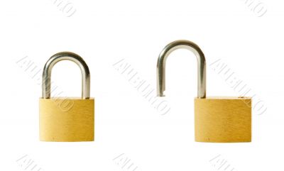 Set of two locked and unlocked locks