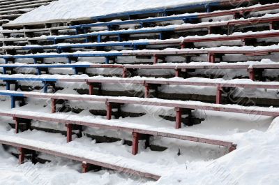 Closeup Bandy Stadium Stands Under Snow