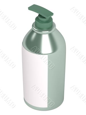 Green shampoo bottle