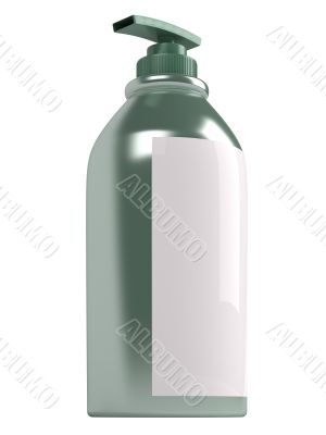 Green shampoo bottle