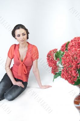 Girl and flowers