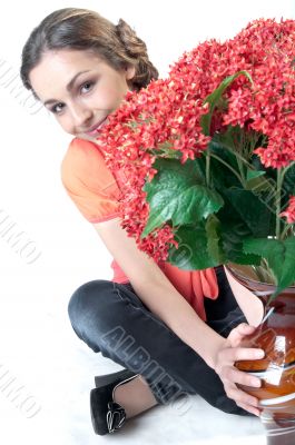 Girl and flowers
