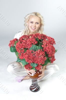 Girl and flowers