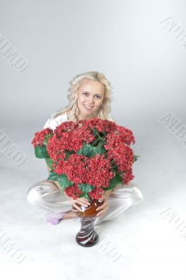 Girl and flowers