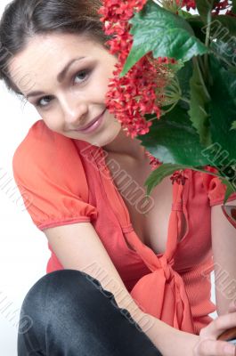 Girl and flowers