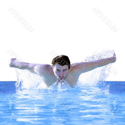man swimming butterfly 