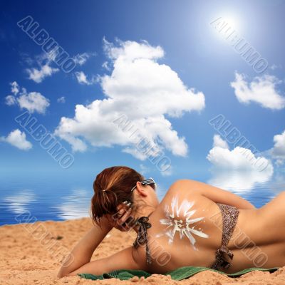 woman lying on the sea