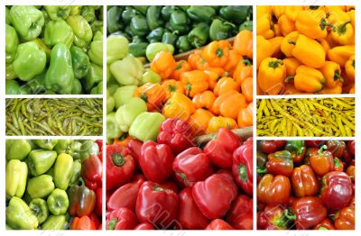 Collage of colorful vegetables