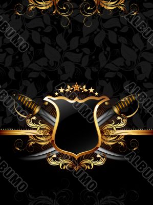 ornate frame with sabers
