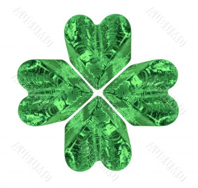 Green Four Leaf Crystal Clover