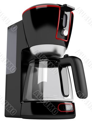 Cofee machine with red contour 