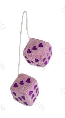Fuzzy Pink Heart Dice