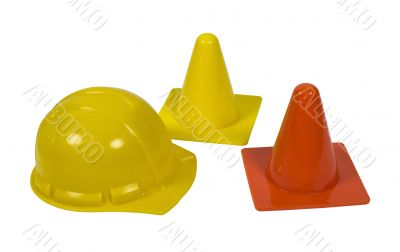 Safety Cones and Hard Hat