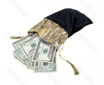 Money in a Velvet Drawstring Bag