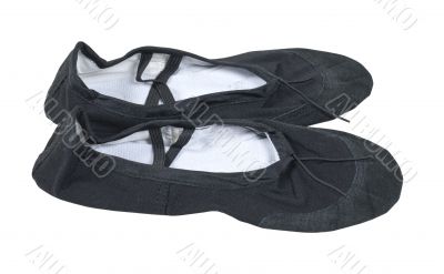 Side View of Black Ballet Slippers