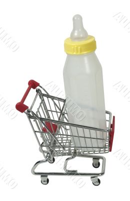 Shopping Cart with a Baby Bottle