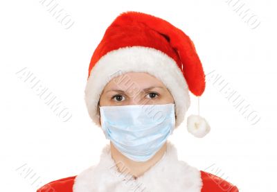 santa claus in a gauze bandage