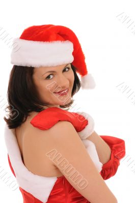 woman in hat santa
