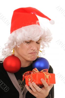 teenager in hat santa