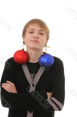 teenager with christmas decoration