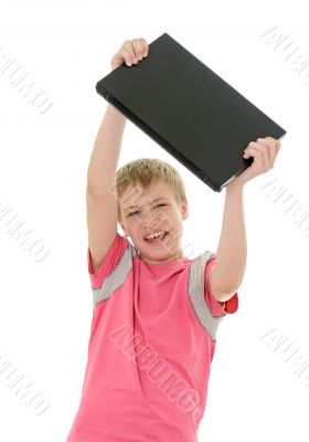 teenager with laptop