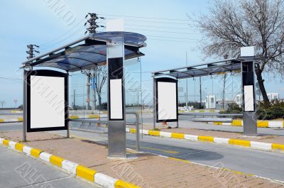 Blank bus stop billboard 