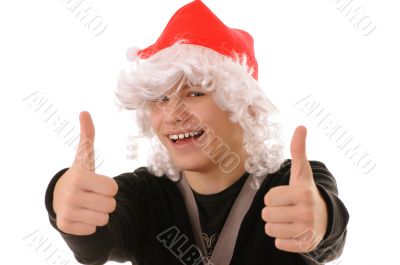 teenager in hat santa