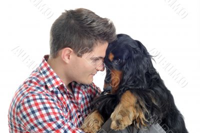 english cocker and man