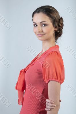 The girl in red dress