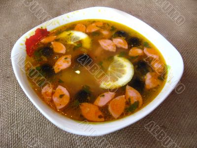 Plate with tasty soup