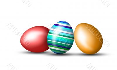 Colorful Easter eggs on a white background
