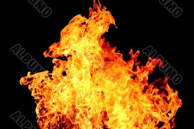 Red flame on the black background