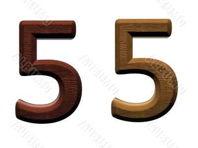 3d wooden numbers on white background.