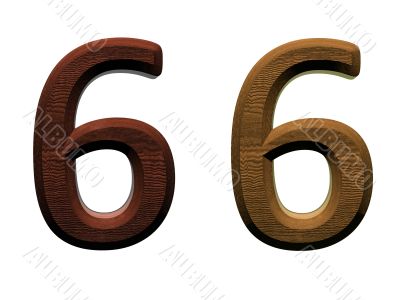 3d wooden numbers on white background.
