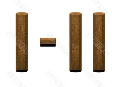 3d wooden roman numbers on white background.